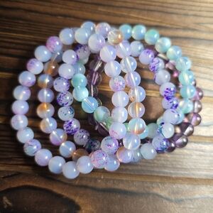 Bohemian Style Handmade Stretch Bead Bracelets Colorful Burst Pattern set of 5!